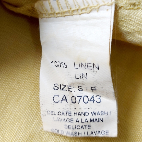 Bellambia Linen Peasant Top Small Yellow Airy Puff Balloon Sleeves Elastic Cuffs - Picture 6 of 7